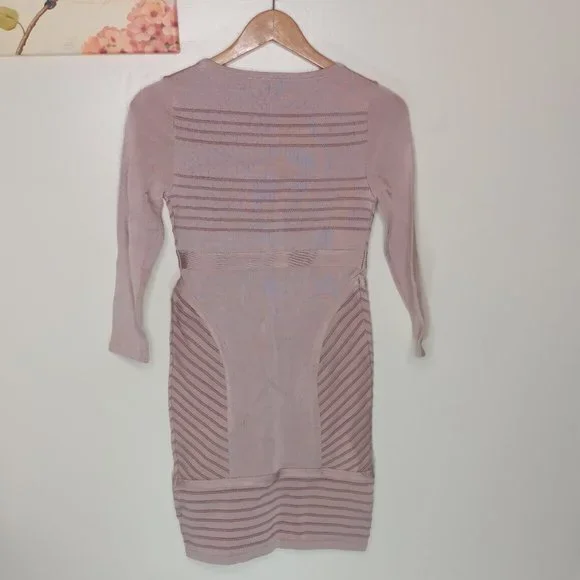 Bebe Dress Bodycorn Pink Small Stretch 3/4 sleeves - Picture 5 of 9